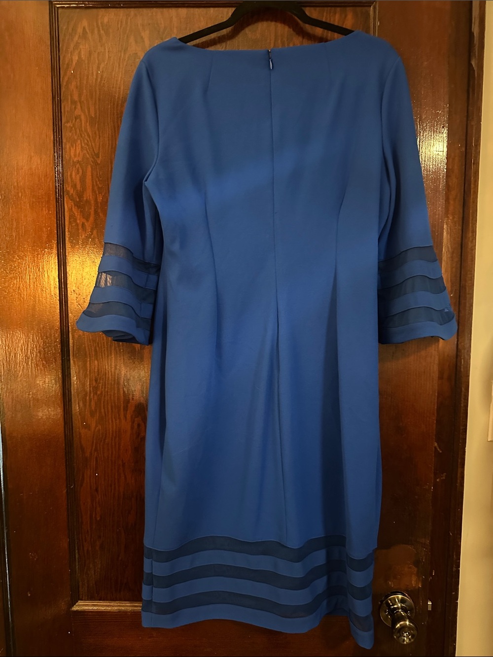 Calvin Klein Cobalt Blue Bell-Sleeve Midi Sheath Dress - Picture 3 of 3